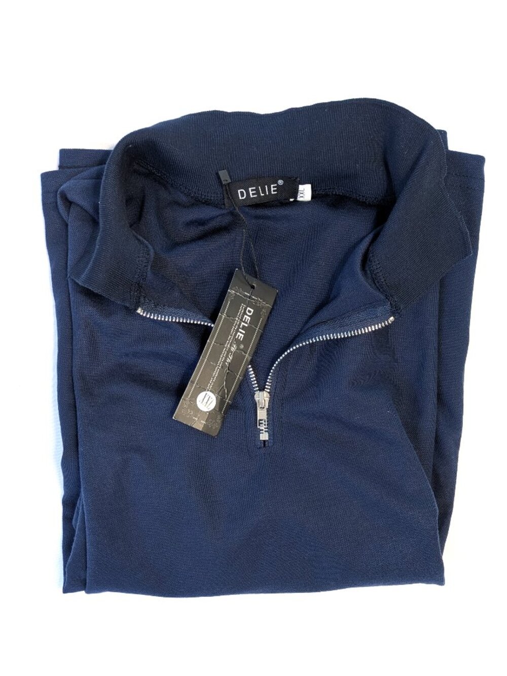 NWT Delie Shirt - Men's 2XL - Navy Short Sleeve Quarter Zip Collar Pullover